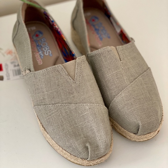 skechers ladies bobs wedge canvas shoe